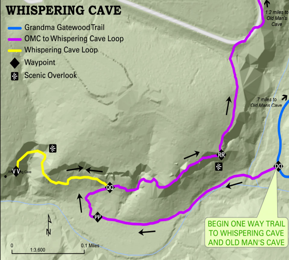 Whispering Cave Trail Map